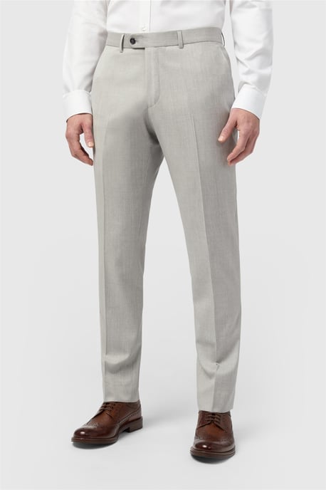 Flat Fronted Tailored Suit Trousers in Light Grey - Image 1