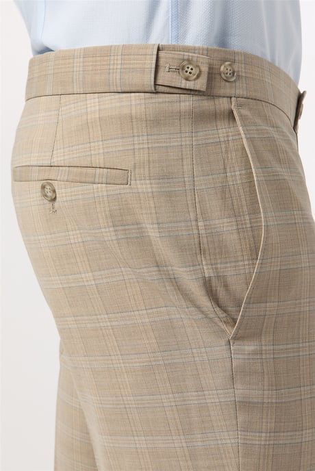 Flat Fronted Tailored Suit Trousers in Nude - Image 2