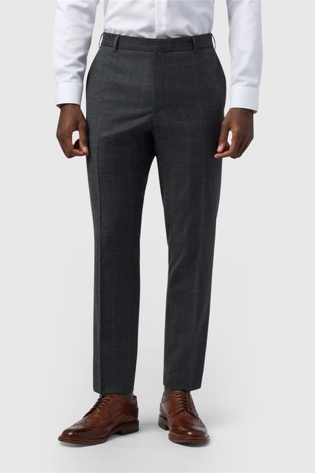 Flat Fronted Slim Fit Suit Trousers in Charcoal - Image 1