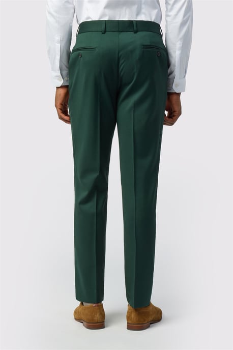 Flat Fronted Tailored Suit Trousers in Dark Green - Image 2