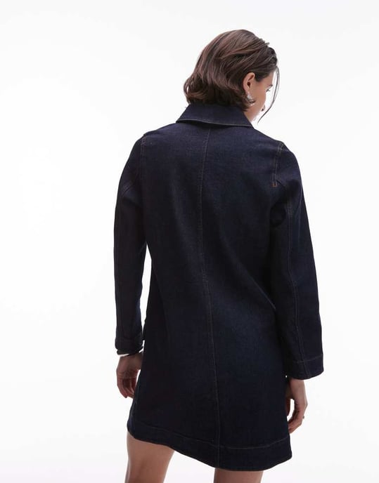 ARKET utility denim miniklänning med fickor fram i ren indigo tvätt - Image 4