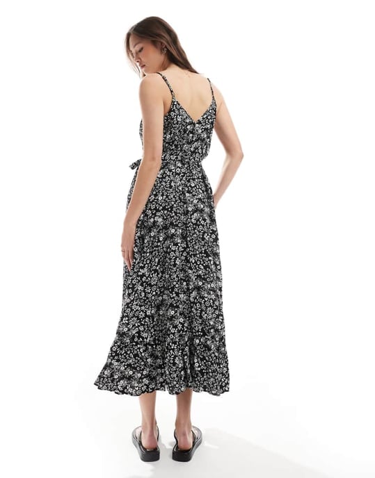 Vero Moda Easy cami ankelklänning i svart blommönster - Image 4