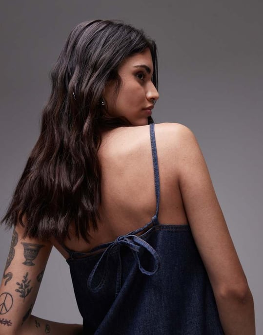Topshop denim mini camikjol i rått indigoutseende - Image 2