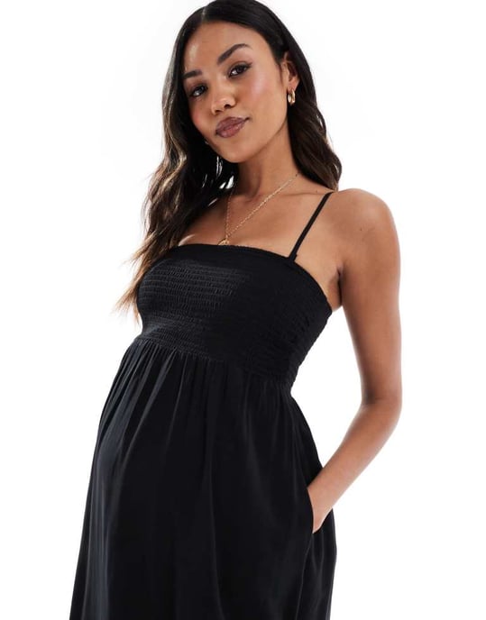 Vero Moda Gravid Enkel rynkad cami anklekjol i svart - Image 2