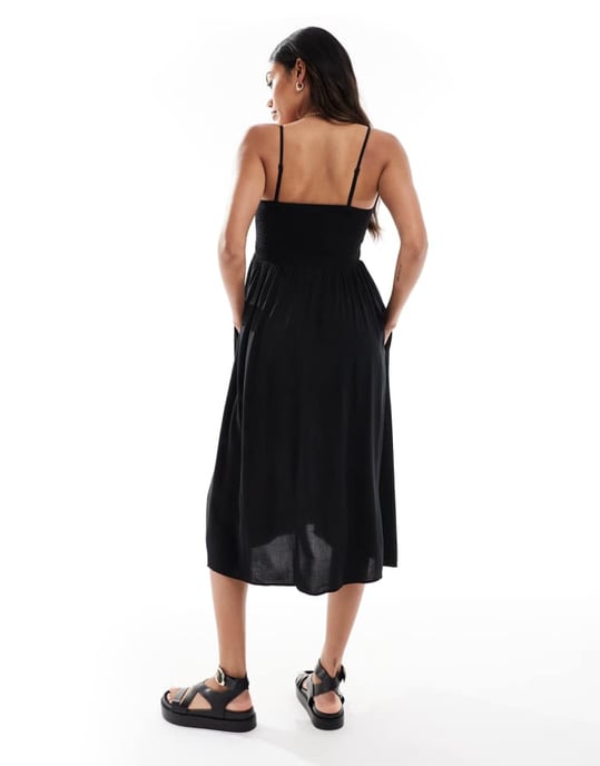 Vero Moda Gravid Enkel rynkad cami anklekjol i svart - Image 3
