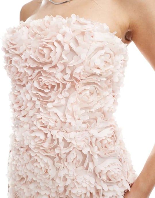 Fransk Anslutning mönstrad blommig tubkortklänning i blush rosa - Image 3