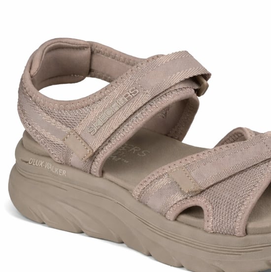 Skechers D'lux Walker Sandal-bold City Womens Ankle Strap Sandals Taupe - Image 3