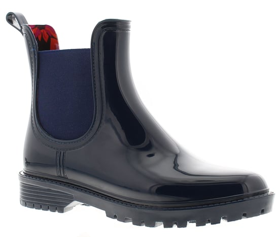 Platino Womens Ankle Wellies Splash Slip On navy - Image 1