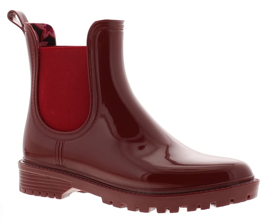 Platino Womens Ankle Wellies Splash Slip On burgundy - Image 1