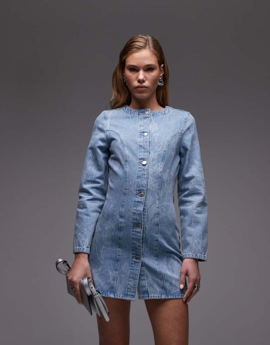 ASOS DESIGN kappaärmad draperad klänning i blommigt med medelblå tvätt - Image 4
