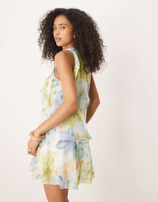 ASOS DESIGN volangskift mini klänning i blommönster - Image 4