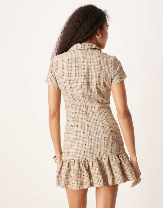 ASOS DESIGN skjortklänning med drop waist i rutigt mönster - Image 4