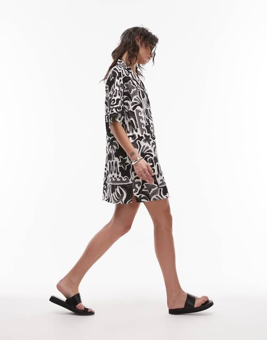 Topshop souvenir mini skjortklänning i montryck - Image 2