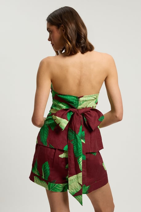 Viscose Linen Palm Tree Halterneck Woven Top - Image 3