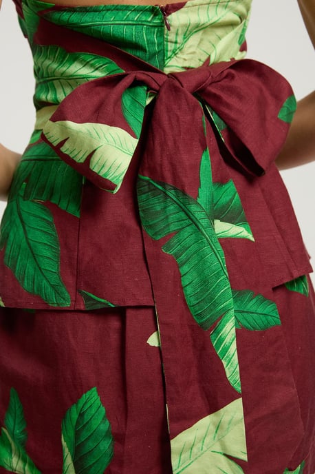 Viscose Linen Palm Tree Halterneck Woven Top - Image 4