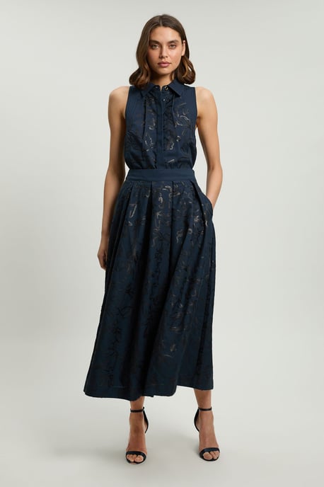 Linen Matte Sequin Collared Top - Image 2