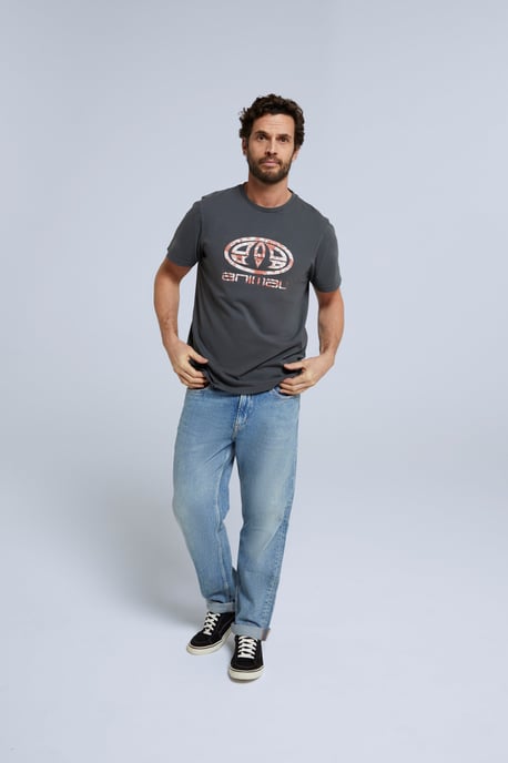 'Jacob' Men's Cotton T-Shirt Comfy Beach Summer Casual Tee Charcoal - Image 2