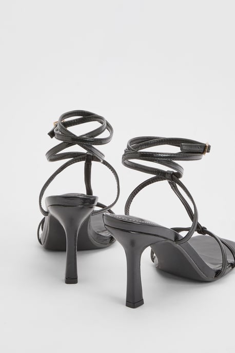 Strappy T Bar Detail Stiletto Heels - Image 4