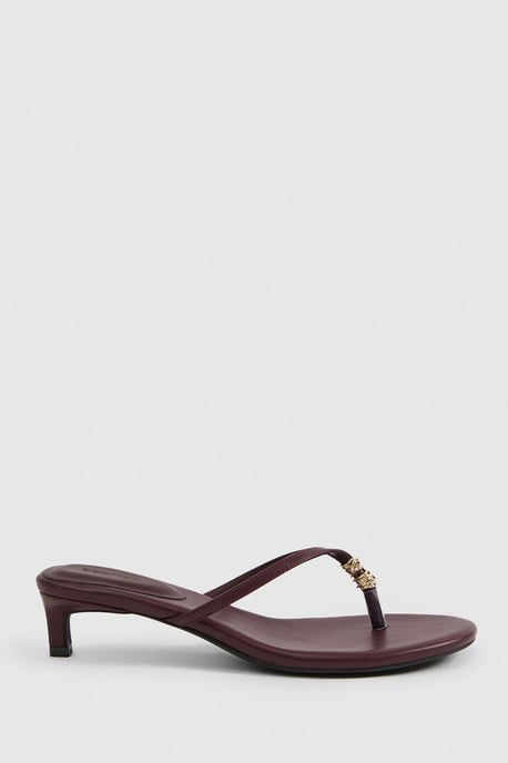 Trim Detail Toe Post Heeled Mules - Image 2
