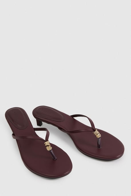 Trim Detail Toe Post Heeled Mules - Image 4