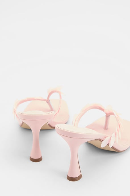 Mixed Sequin Toe Post Heeled Mules - Image 3