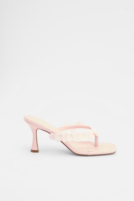 Mixed Sequin Toe Post Heeled Mules - Image 5