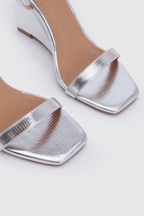Redfern Faux Lizard Print Leather High Covered Smart Wedge Sandals - Image 5