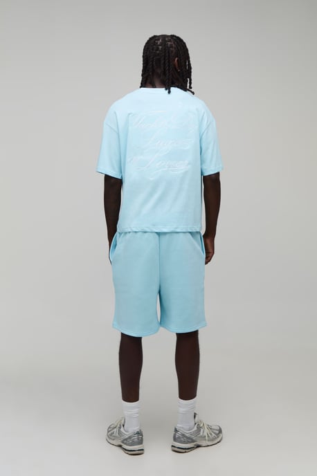 Oversized Boxy Embroidered Luxury Yachts T-Shirt & Baggy Short Set - Image 2