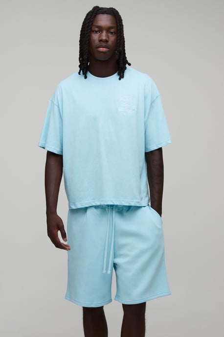 Oversized Boxy Embroidered Luxury Yachts T-Shirt & Baggy Short Set - Image 3
