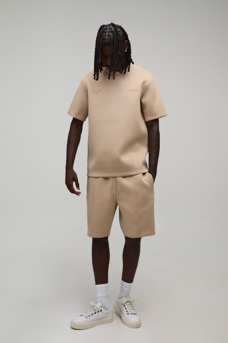 Limited Edition Embroidered Regular Fit Bonded Scuba T-Shirt & Slim Pintuck Short Set - Image 4