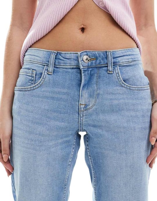 ONLY Jane midjehöga raka jeans i ljusblå - Image 4