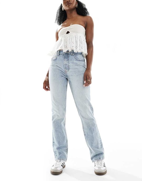 ASOS DESIGN 90-tals raka jeans i ljusblått - Image 3