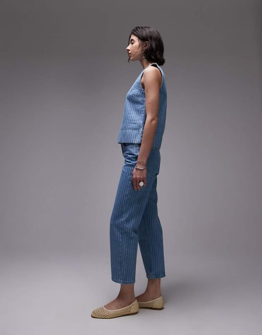 Topshop Runway mid rise rak cropped jeans med blekstrimma - Image 2