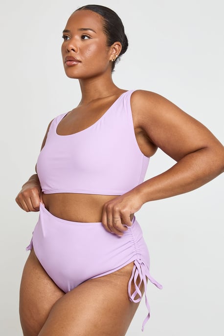 Plus Tummy Control Ruched High Waist Bikini Bottom - Image 3