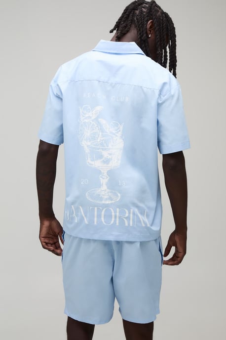 Regular Fit Short Sleeve Santorini Shirt and Relaxed Short Set - Image 1