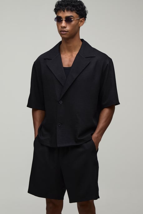Wrap Linen Look Shirt & Short Set - Image 1