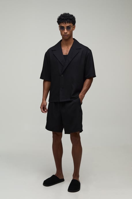 Wrap Linen Look Shirt & Short Set - Image 4