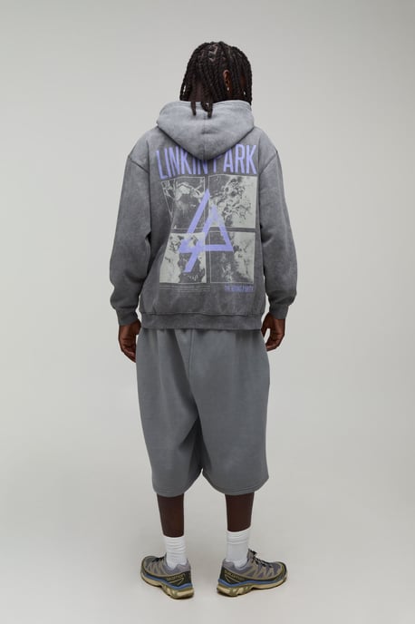 Oversized Linkin Park Acid Wash License Print Hoodie - Image 2