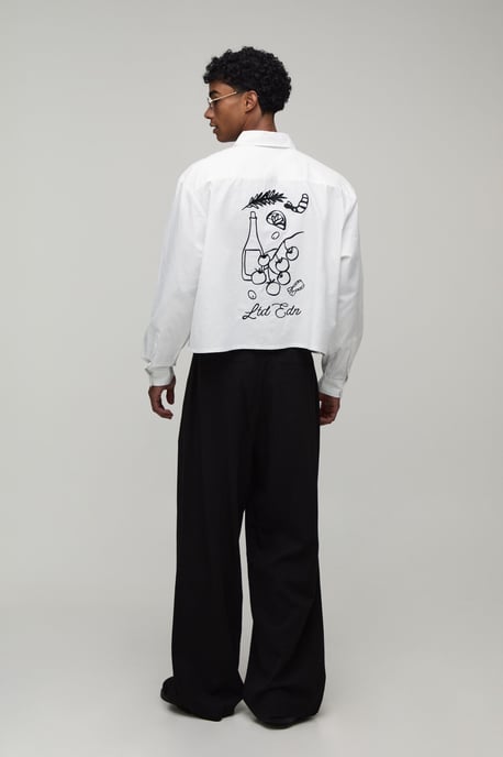 Boxy Crop Back Embroidered Oxford Shirt - Image 2