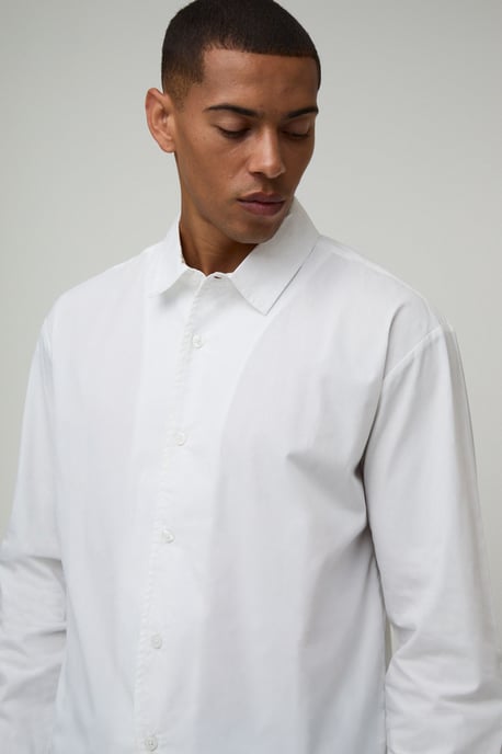 Oversized Curve Placket and Hem Long Sleeve Shirt - Image 3