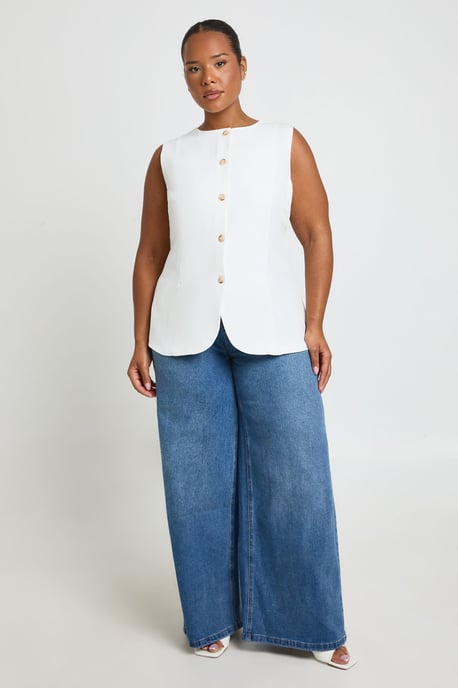 Plus Long Line Cinch Waist Waistcoat - Image 3