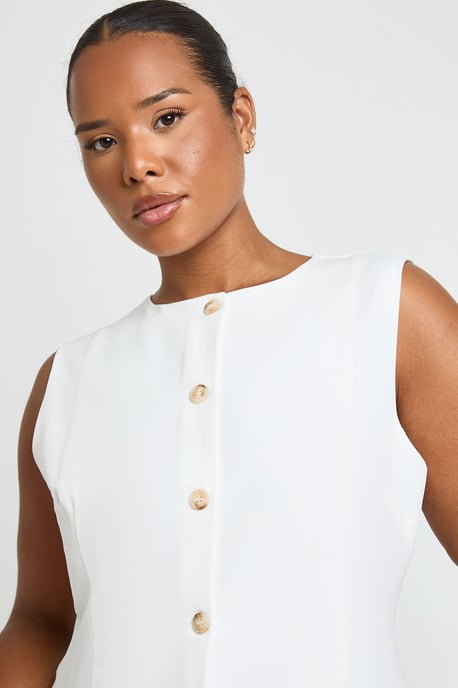 Plus Long Line Cinch Waist Waistcoat - Image 4