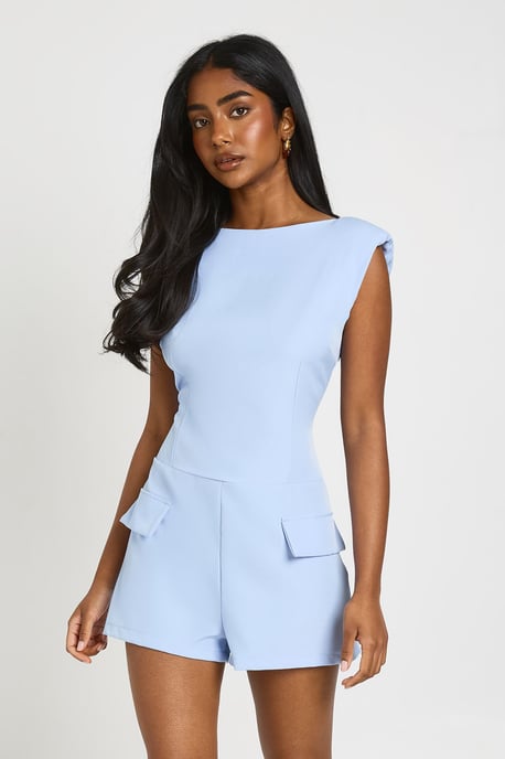 Slash Neck Tailored Playsuit - Image 1