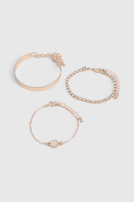 Gold Enamel Flower Bracelets 3 Pack - Image 3