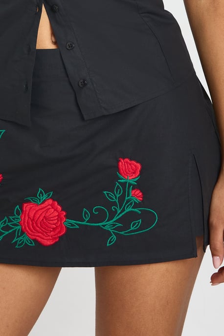 Poplin Embroidered Mini Skirt - Image 4