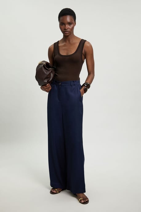 Premium Viscose Linen Woven Straight Leg Trouser - Image 1