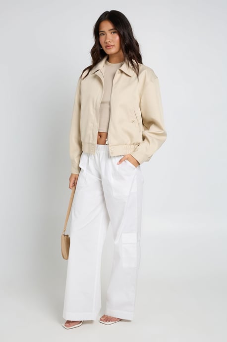 Poplin Wide Leg Cargo Trousers - Image 1