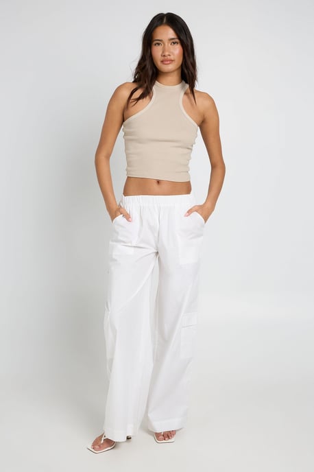 Poplin Wide Leg Cargo Trousers - Image 3