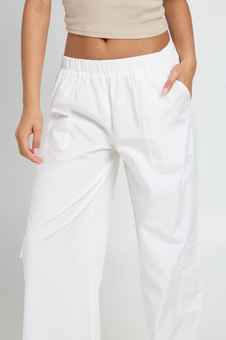 Poplin Wide Leg Cargo Trousers - Image 4