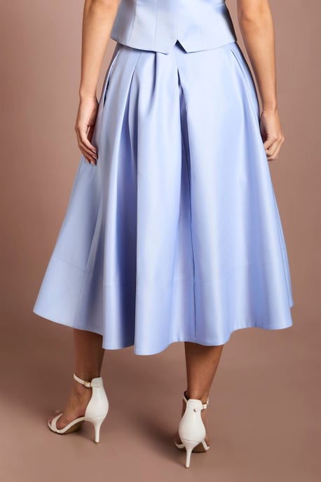 Satin Pleat Front Midi Full Skirt - Image 3